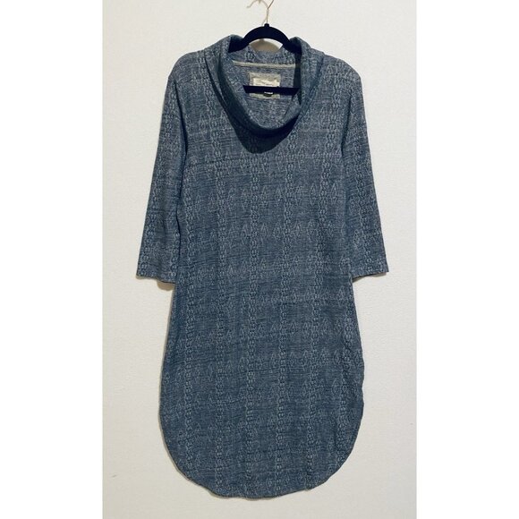 Anthropologie Saturday Sunday Sweater Dress Womens Large Blue Cowl Neck Textured - Picture 2 of 8